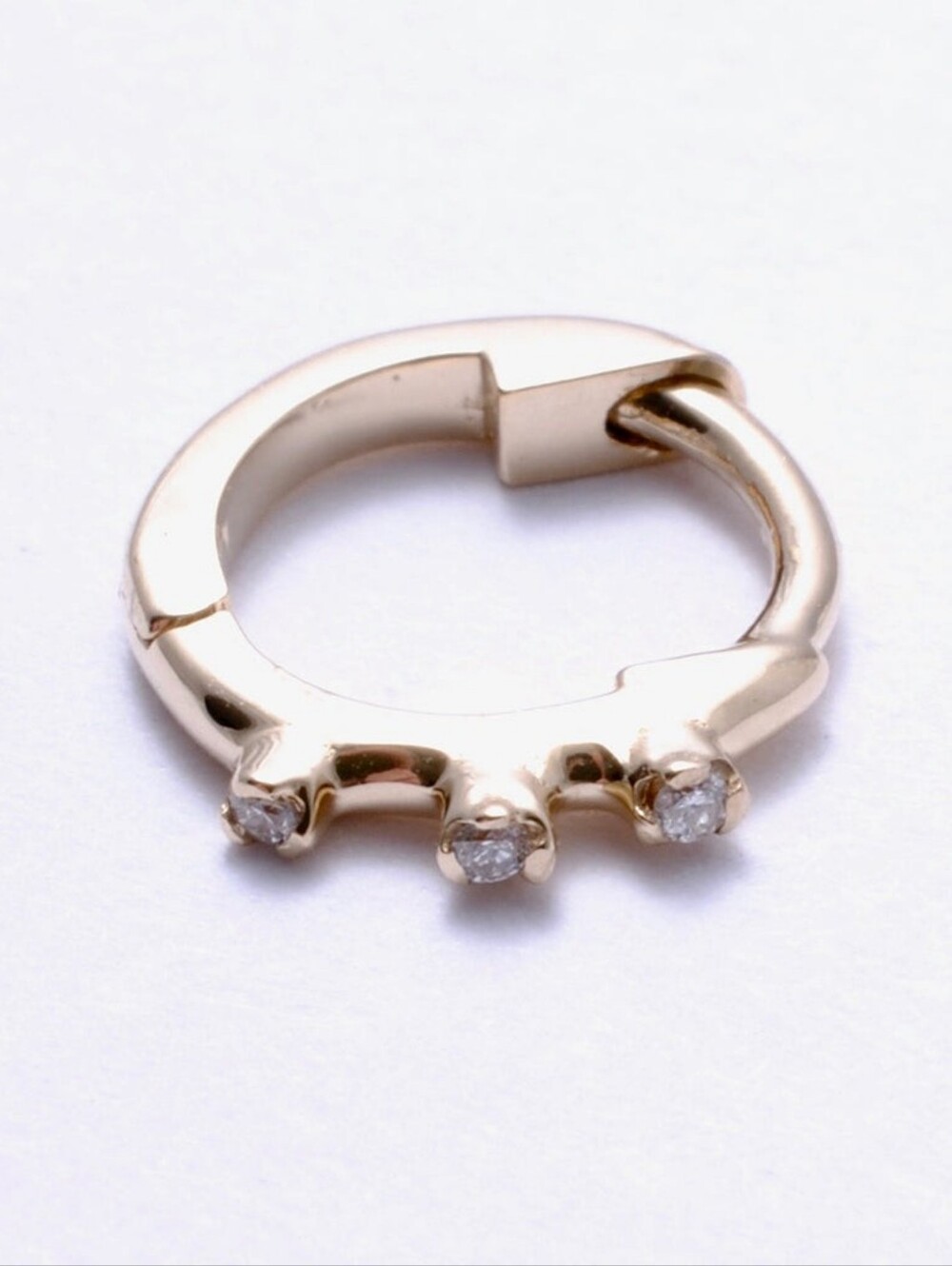 Pupil Hall Everythingness outward facing clicker, 14k yellow gold + 3 diamonds